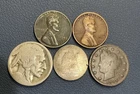Seated Liberty Silver Dime, V Nickel, Buffalo, Wheat Cents