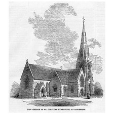 SUFFOLK New Church of St John the Evangelist at LOWESTOFT - Antique Print 1854