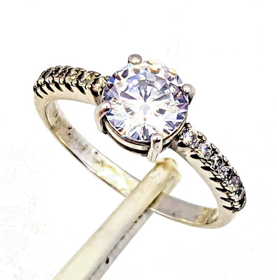 Vintage RING Sterling Silver 925 with Big Bright Stone -size: 8.5US (18mm) | #57