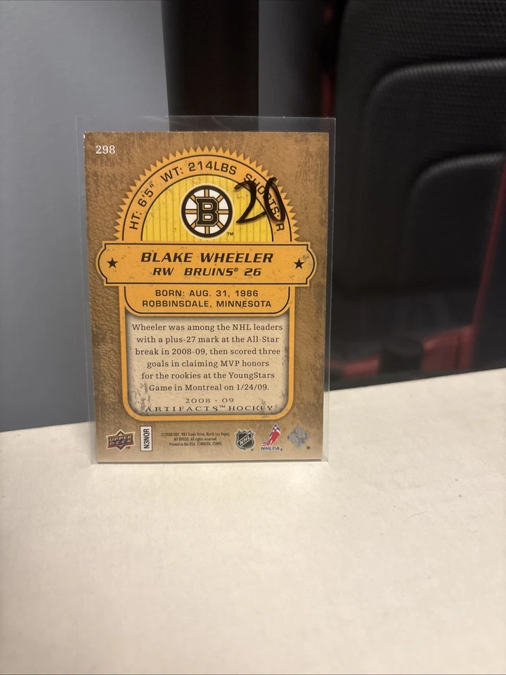 2008-09 Artifacts Rookie Card #298 Blake Wheeler /999 Bruins Rangers - Image 2 of 2