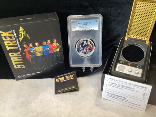 2016-P Star Trek Enterprise Crew 2oz Silver Coin PCGS PR70DCAM COA 3936 - Picture 1 of 5