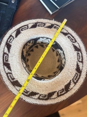 Vintage Women's Peruvian Wide Brim Alpaca Boho Festival Wool Hat