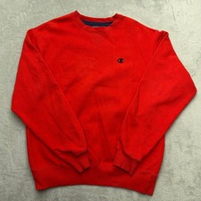 Champion Sweatshirt Mens Medium Red Crewneck Pullover Embroidered Logo Classic