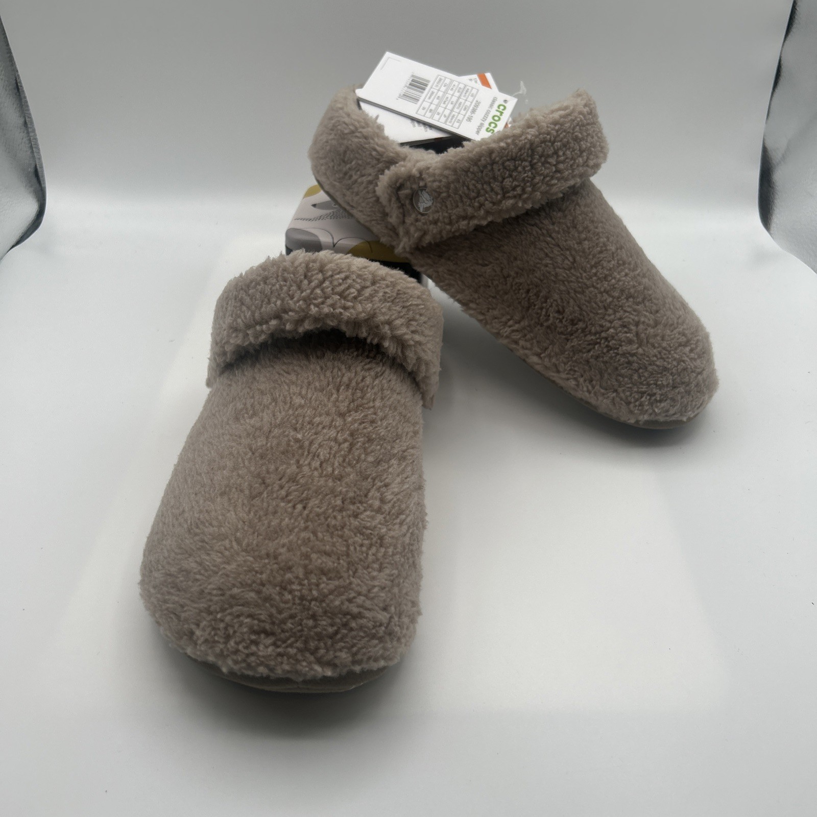 NEW Crocs Cozzzy Cozy Fleece Womens Slippers,Mushroom, SZ: 10 M, NIB, All Season