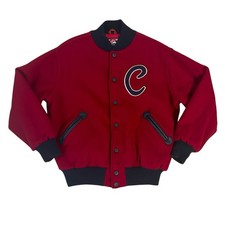 Ebbets Field Flannels Wool Letterman Varsity Jacket Mens XL Red Navy Blue vtg