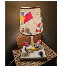 Vintage 1960's Raggedy Ann And Andy Wooden Table Lamp With Music And Movement