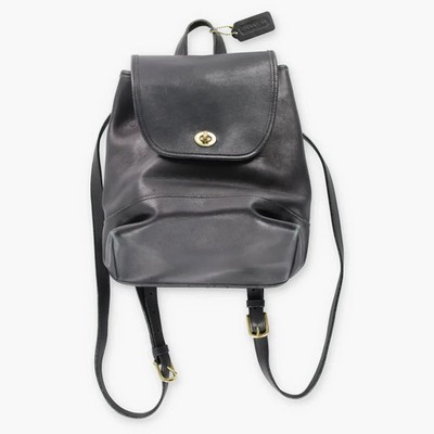 Vintage COACH 9791 Black Leather Turnlock Clasp Backpack USA Made