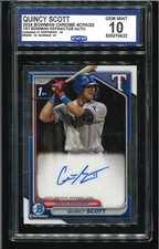 QUINCY SCOTT (CCG 10) AUTO RC - 2024 Bowman Chrome 1st Bowman Refractor Rookie
