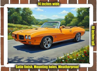 Metal Sign - 1970 Pontiac GTO 17 Oil Painting - 14x10