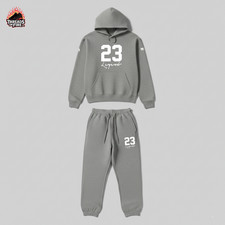 Mens Grey White Tracksuit 23 Legend Sweatsuit Grey Hoodie Joggers Sweatpants New