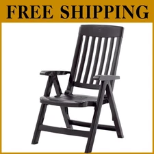 Sieger Anthracite Gray Folding Chair with 4 Reclining Positions for Outdoors
