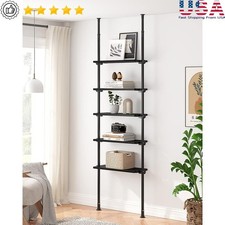 Adjustable 5 Tier Space Saving Bookshelf Tension Mount Open Bookcase Storage New