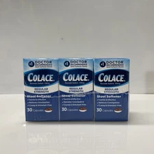 3 X Colace Regular Strength Stool Softener 100 mg 30 Each Soft Gels Exp 06/2027