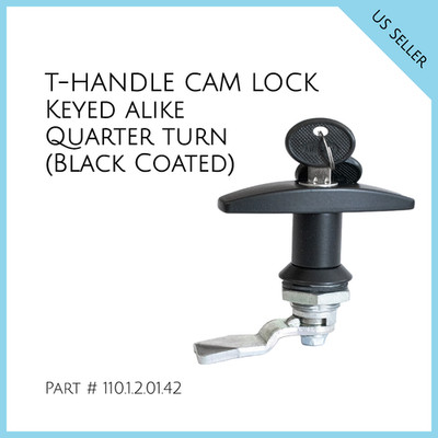 T Handle Cam Lock (Black Coated). 18.5 mm shaft.  Part # 110.1.2.01.42