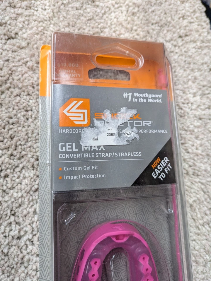 Protector Bucal Shock Doctor Gel Max Adulto 11+ Correa Rosa/Sin Tirantes Ajuste Personalizado Deportes Foto 2 de 4