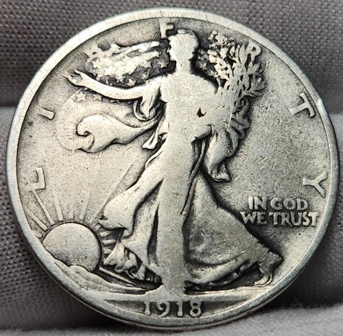 1918 D Walking Liberty Half Dollar - 90% Silver - Great For Albums- WL-1824d