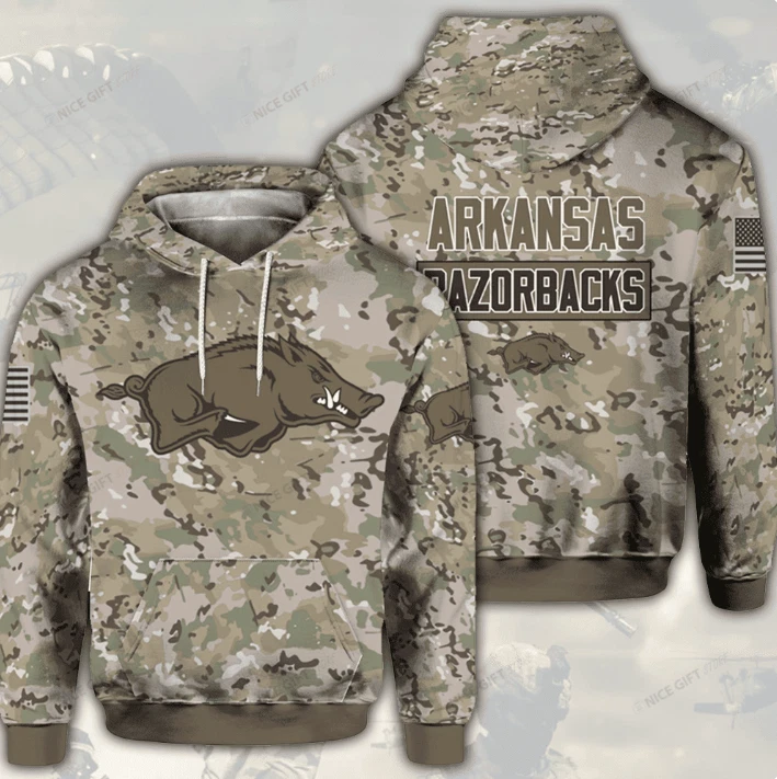NCAA Arkansas Razorbacks Camouflage 3D Hoodie