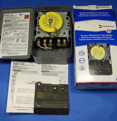 Intermatic T103 24 Hour Mechanical Timer Switch, 125 VAC, 5 HP
