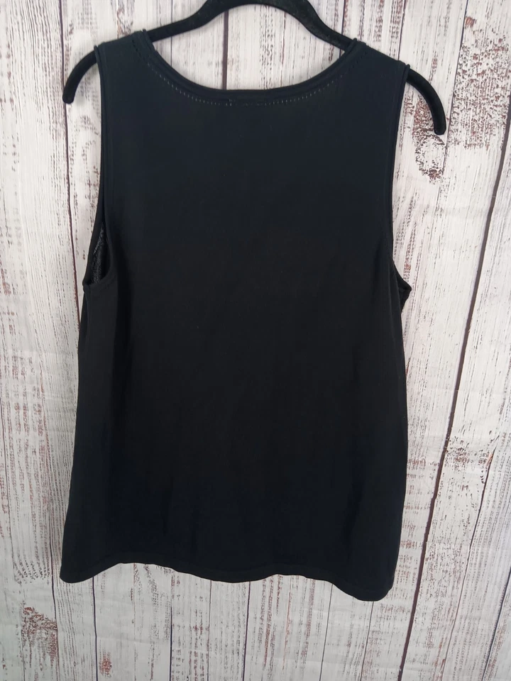 Camiseta sin mangas para mujer CHICO'S 2 grandes negra mezcla de algodón Foto 2 de 4