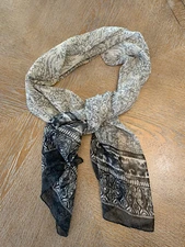 Rectangular Scarf Gray Floral 60” X 15” Polyester