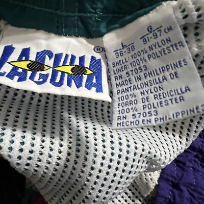 Vintage laguna swim trunks shorts mens large L 36-38 teal Multi