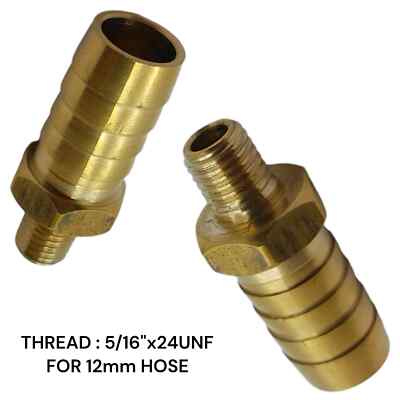 MESSING 5/16''x24 UNF AUSSENSCHLAUCH ENDGEWINDE SANITÄR ROBUSTE KUPPLUNG FÜR 12mm SCHLAUCH