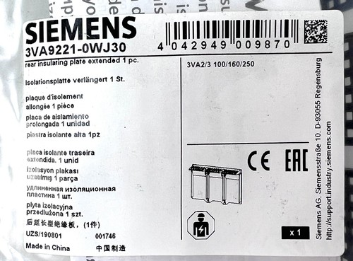 Siemens Isolationsplatte Verlängert 3VA9221-0WJ30 -unused/OVP- - Bild 3 von 4