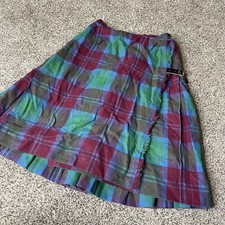 Vintage Authentic Scottish Kilt Tartan Celtic Pleated Purple Womens XS