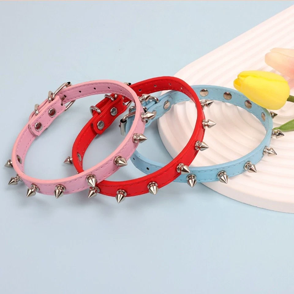 Cool Cat Dog Collar Leather Spiked Studded Collars For S M Pets Neck Strap - image 4 of 4