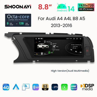 Für 2013-2016 Audi A4/A5/B8/S4 High Android 14 128GB Autoradio Wireless Carplay