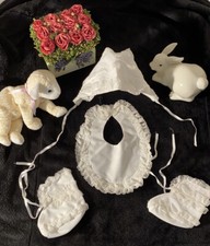 New VTG 1980 Belgium Handmade Battenburg Lace Hat Baby Doll Newborn Christening