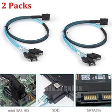 2pcs Mini SAS SFF-8643 to 4 SATA 7pin hard disk 6Gbps data Raid Cable 0.5M 50cm