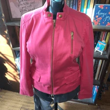 Chico’s barbiecore pink mandarin collar business casual M blazer