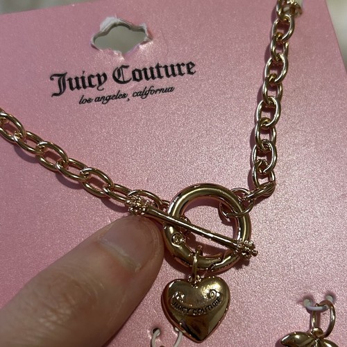 Juicy Couture Gold-Tone Toggle Pendant Necklace With Interchangeable Charms 17” - Picture 3 of 9
