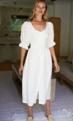 Emerson Fry Meadow Dress Salt Linen Womens Size Medium NWT $288 | eBay