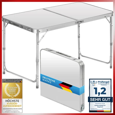 GOODS & GAGDETS GMBH Alu Campingtisch 120x60cm klappbarer Klapptisch Gartentisch Falttisch Aluminium