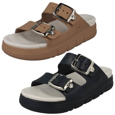Ladies Rieker P2180 Buckle Detailed Mule Sandals