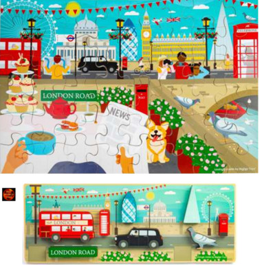 London City Holzpuzzle 48 Teile Bodenpuzzle oder 8 Stück Chunky Puzzle NEU