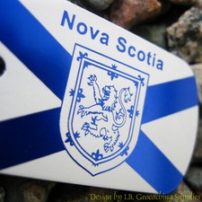 Nova Scotia Trackable Geocaching Dog Tag Canada's Provinces, Inverse Blue 
