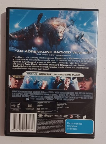 Battleship DVD Region 2, 4, 5 GC Taylor Kitsch Rihanna Liam Neeson Free Postage - Picture 2 of 7