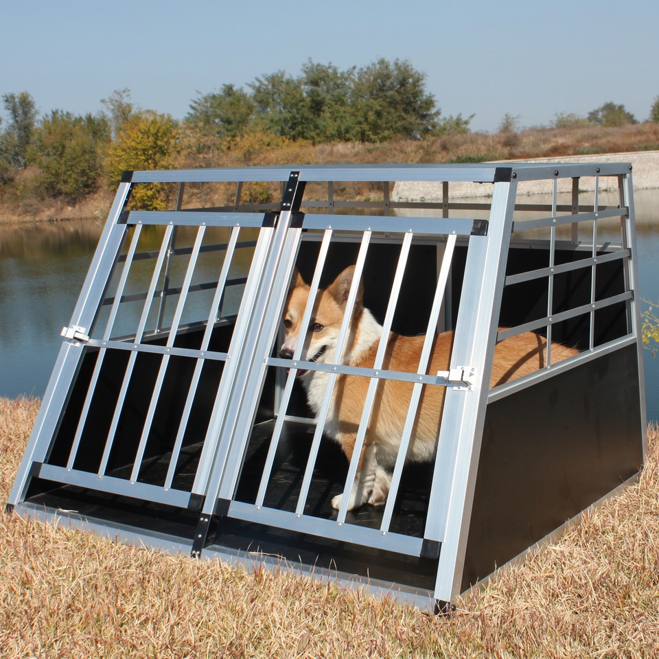 Aluminium Pet Travel Crate Double Door Dog Cat Kennel Carrier Cage eBay