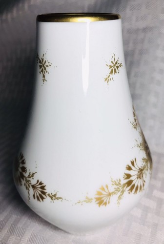 Ht. Vaso in porcellana 5,5 in MCM 1940 PMR Bavaria Jaeger & Co finitura oro Germania - Foto 3 di 7
