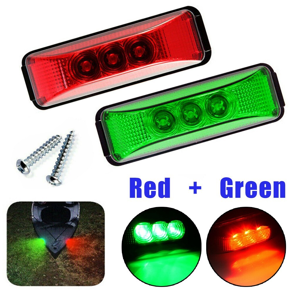 Waterproof Marine Boat Lights Red+Green Stern Starboard Lights Set of 2