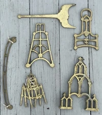 Lot of 14 Vintage Cast Brass Skeleton Clock Parts Repair Pieces Fusee Horology