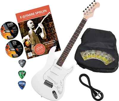 Rocktile Sphere E-Gitarre Strat Design Zubehör Set Gigbag Saiten Tremolo Weiß