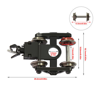 Evemodel 4pcs N Scale 1:160 Roller Bearing Truck Coupler Metal DC Wheelsets