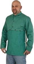 PRO-SAFE WELD-BC-L Size L, 42-44" Chest, Cape Sleeves & Bib Cotton, 9 oz, Green