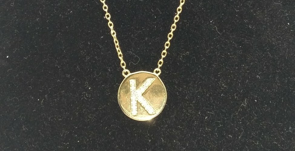 18K GP Sterling Forever Pendant Necklace Shine Bright Initial K CZ