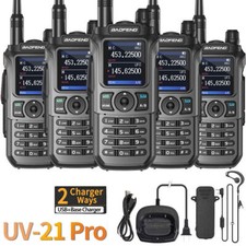 5Pcs BaoFeng UV-21 Pro V2 Walkie Talkie Long Range Two Way Ham Radio Transceiver