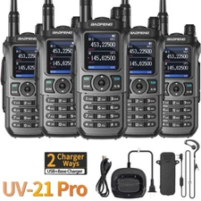BaoFeng UV-21 Pro V2 Walkie Talkies Long Range Two Way Ham Radios Transceiver 5X